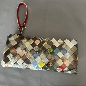 Nahui Ollin Red Woven Clutch Wristlet